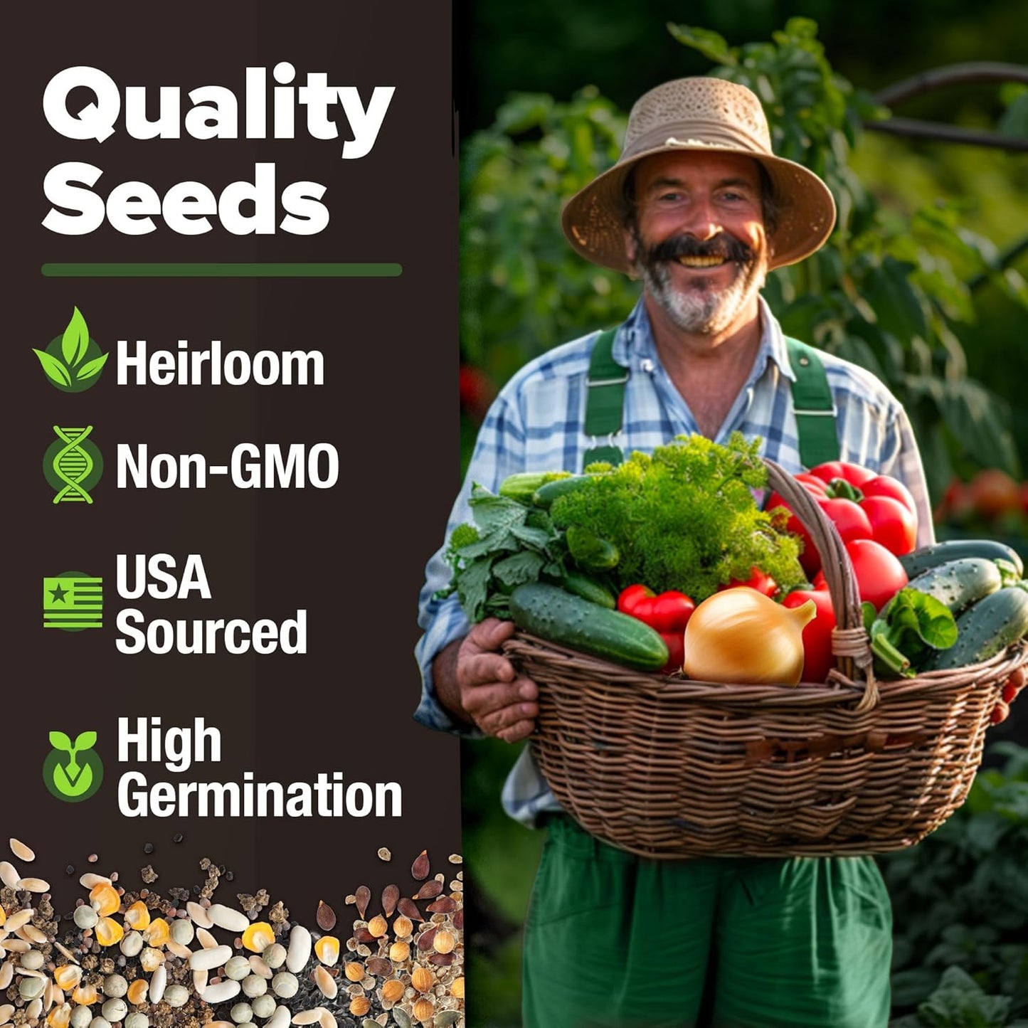 HOME GROWN π¨π¦π π£π₯ππ ππ¨π  15 Heirloom Vegetable Seeds 7,000+ π‘π’π‘-ππ π’ Seeds for Planting, Survival Garden Pack for Preppers, Emergency Bugout Gear, Indoor Outdoor Vegetable Gardening Kit