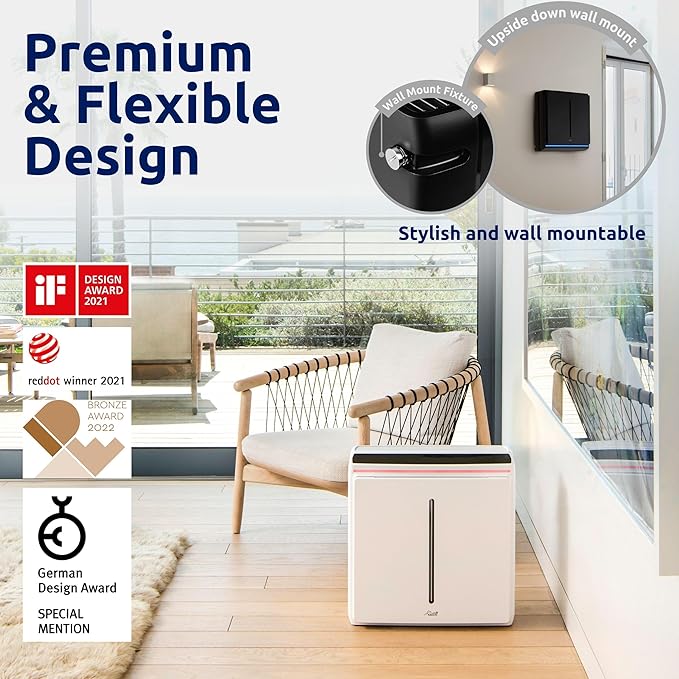 Rabbit Air, A3 SPA-1000N Air Purifiers for Home, Ultra Quiet HEPA Air Purifier- Wall Mountable Air Purifiers for Home Large Room, Allergies, Dust, Mold, Smoke & VOCs(Black, Asthma & Allergy Friendly)