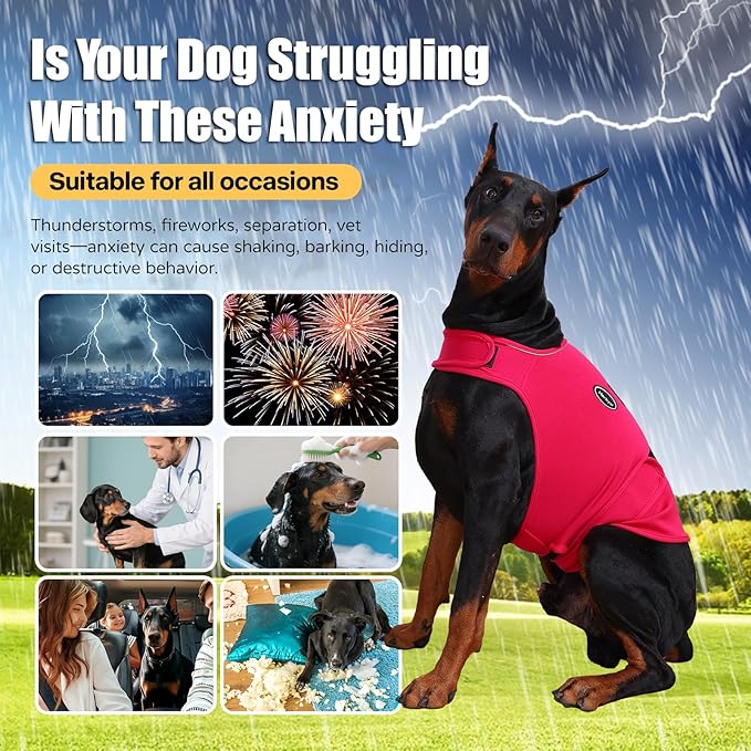 Dog Anxiety Vest - Skin-Friendly Calming Shirt for Thunder, Fireworks, Vet Visits & Separation Anxiety – No Medicine or Training Needed – Suitable for Small, Medium, and Large Dogs