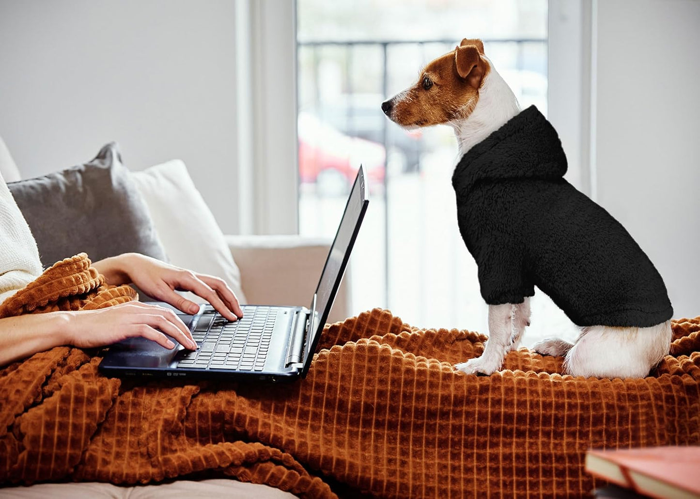 Fuzzy Dog Sweaters for Small Dogs Dog Hoodie Pet Clothes Warm Soft Cozy Coats Hooded Sweatshirt Fleece Small Pet Hoodies Sweater(Black-XS)