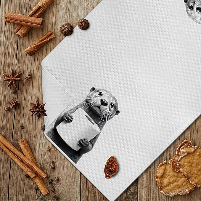 Funny Otter Hand Towels for Bathroom Decor, Sea Otter Gifts, Kids Bathroom Hand Towels, Otter Lover Gifts, Funny Kitchen Towels, 16x24 Inches