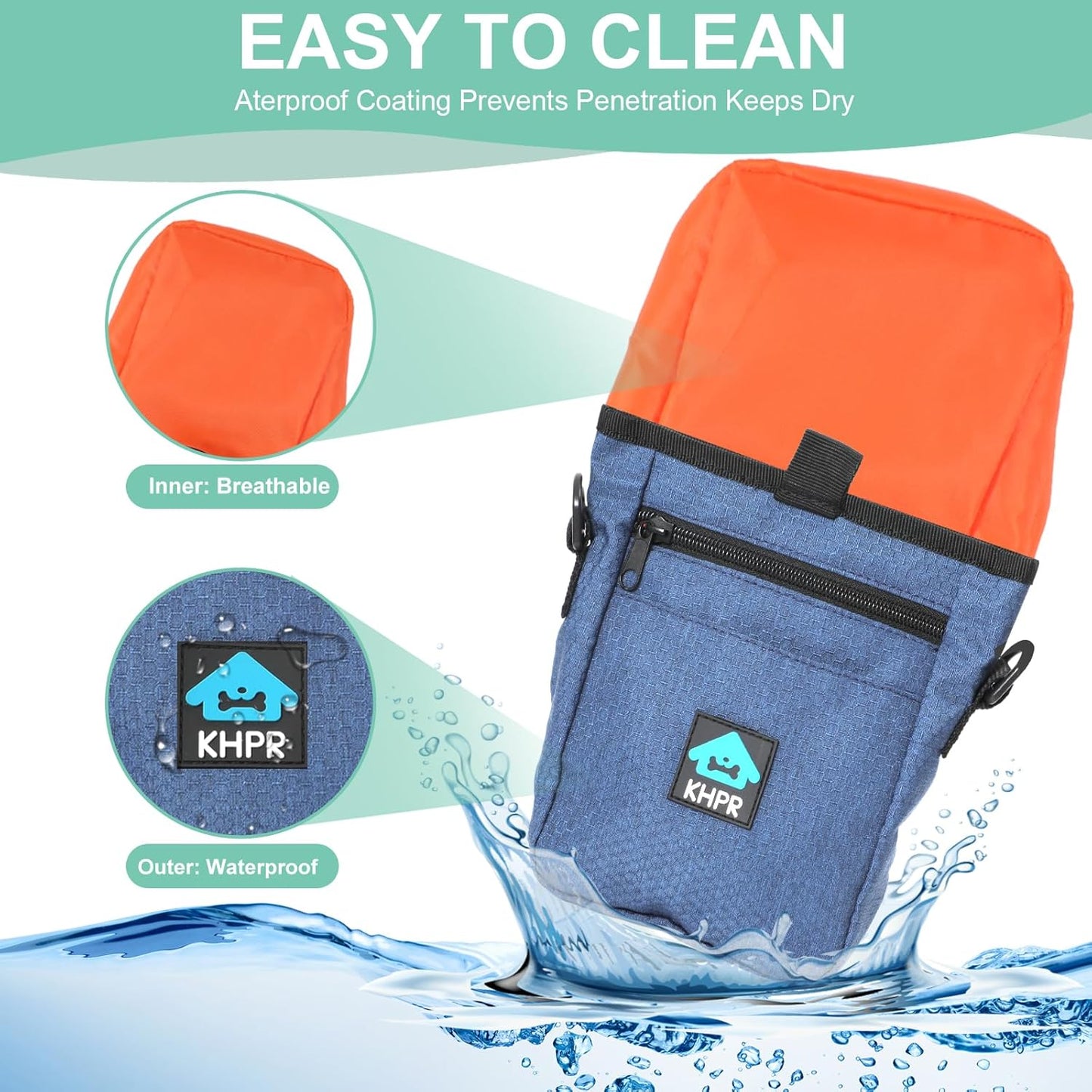 Dog Treat Pouch Magnetic Closure with Training Clicker,Hands-Free Design to Prevent Spills,Built in Poop Bag Dispenser,3 Ways To Wear,Metal Clip Waist Belt and Fanny Pack for Pet Walking(Blue)