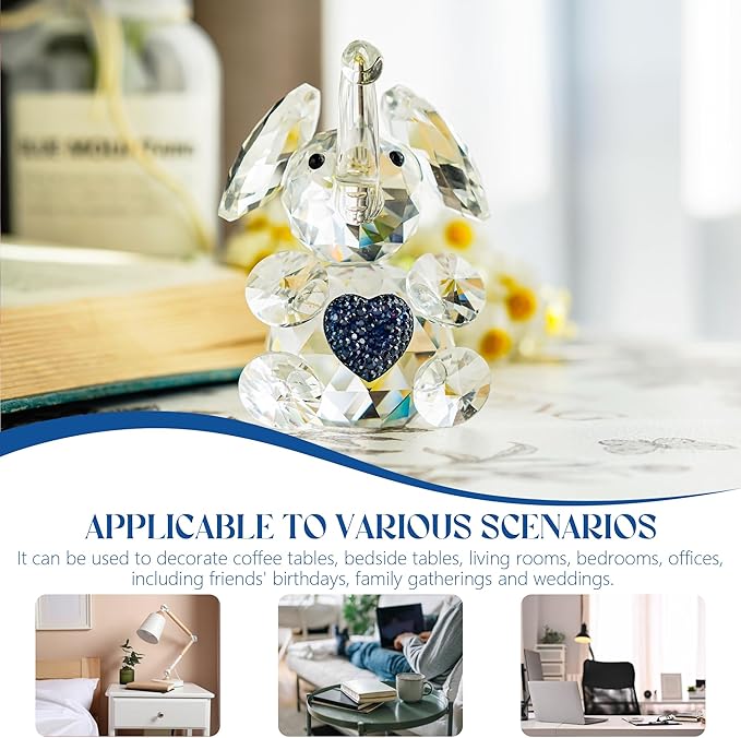 H&D HYALINE & DORA Handmade Crystal Elephant Figurine Glass Elephant Animal Figurines Collectible Gifts for Animal Lover