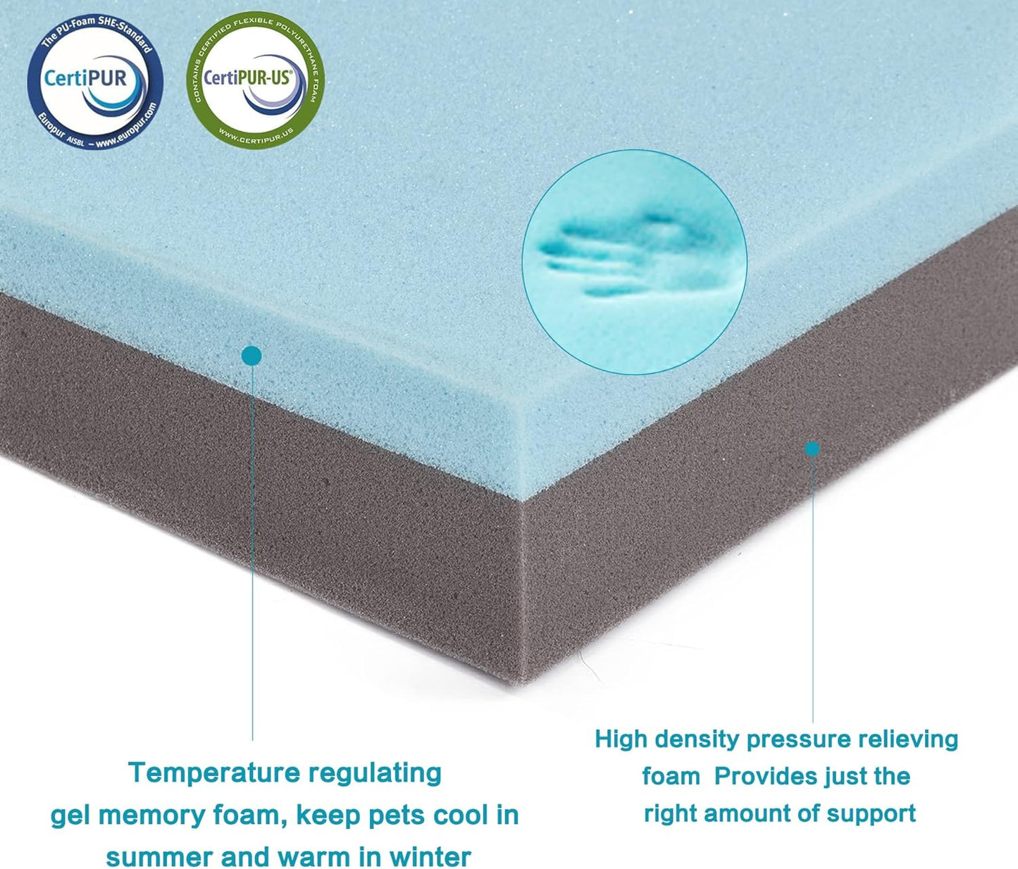 Jumbo Human Dog Bed, Orthopedic Memory Foam Pet Mat, Washable Dog Crate Bed with Cooling Gel, Removable Cover & Waterproof Lining
