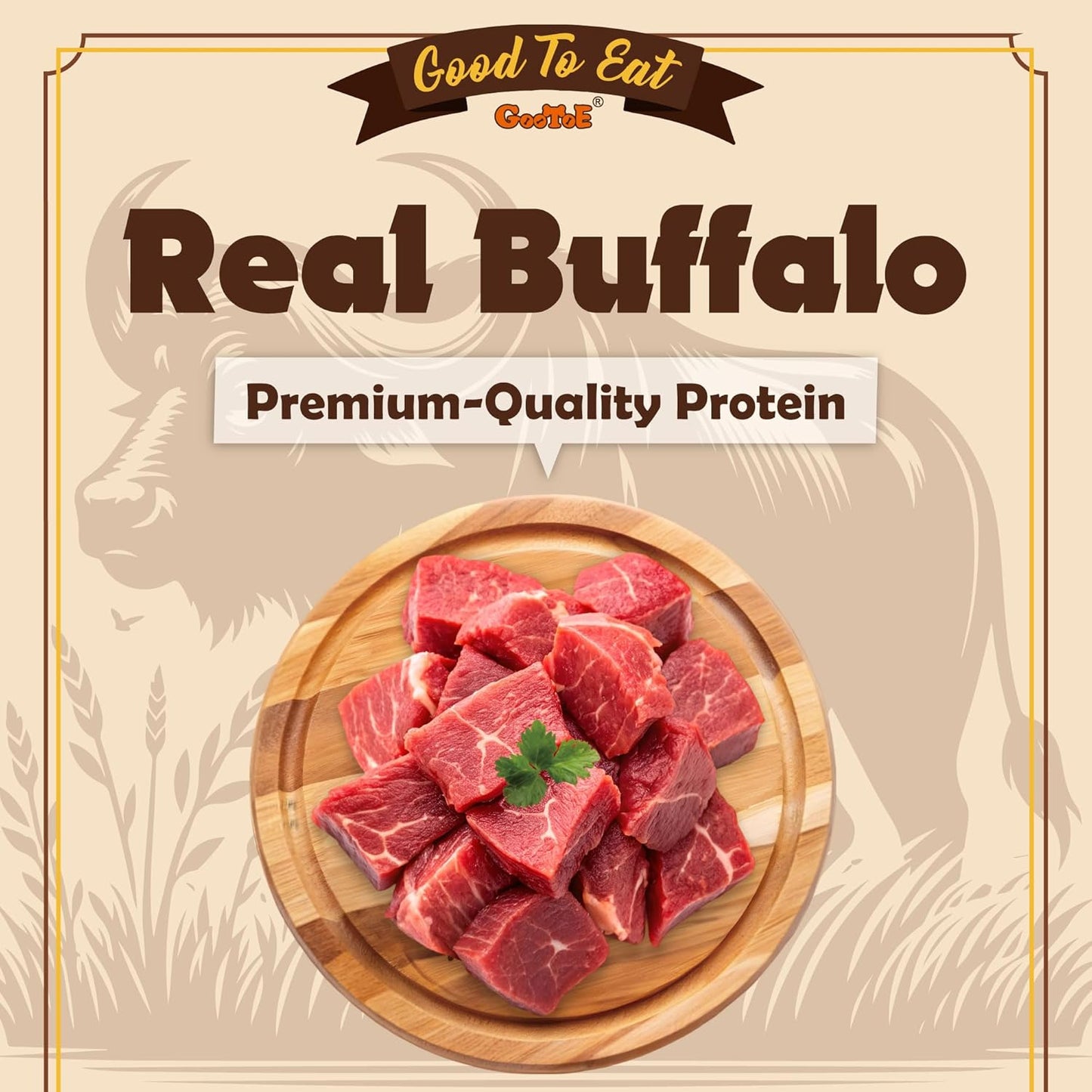 Gootoe Buffalo Dog Treats, Buffalo Bites Stick (Large) 8oz - Natural Low-Fat Chews for Training & Rewards, Limited Ingredient, Perfect for Medium Dogs, Resealable Bag