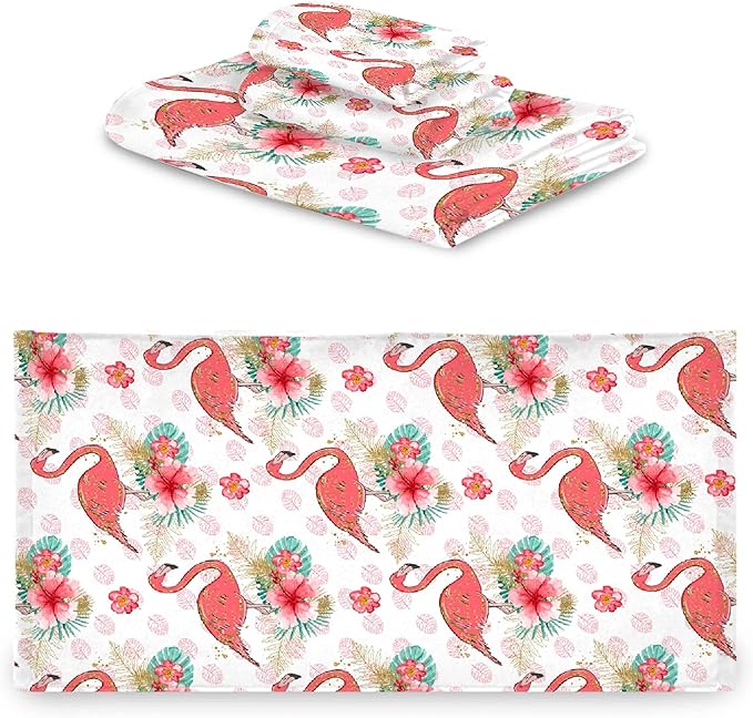Gaming 3 Piece Towel Bathroom Sets, 1 Bath Towel, 1 Washcloth, 1 Hand Towel, Cotton Fast Dry Soft Absorbent Towel Set for Home Kitchen Family (Flamingo)
