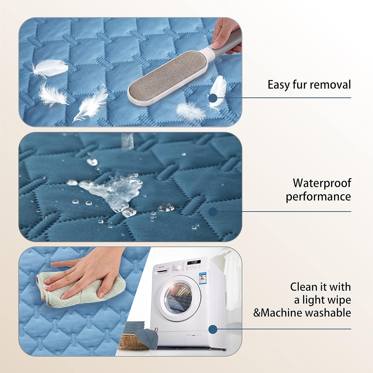 gogobunny 100% Double-Sided Waterproof Dog Bed Cover Pet Blanket Sofa Couch Furniture Protector for Puppy Large Dog Cat, Reversible (30x70 Inch (Pack of 1), Dark Blue/Light Blue)