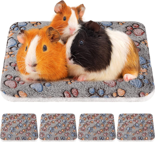 4 Pack Ultra Soft Dog Cat Bed Mat with Cute Prints Reversible Fleece Dog Crate Kennel Pad Cozy Washable Thickened Hamster Guinea Pig Pet Bed Mat for Small Animals(13 x 10 Inches,Gray)
