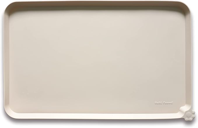 Hoki Found XX-Large Silicone Pet Food Mats - Non Slip Cat Dog Bowl Placemats - Waterproof Feeding Mats - Suitable for Carpet - Papayawhip