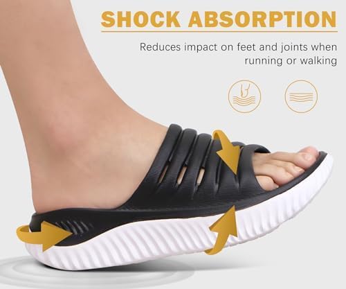 KuaiLu Womens Recovery Sandals With Comfortable Plantar Fasciitis Support,Ladies Orthotic Open Toe Sport Slides Thick Cushion Reduces Stress on Feet,Joints & Back Post-Exercise