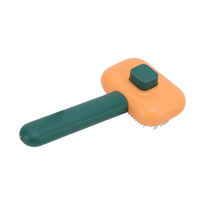 Dog Hair Brush Self Cleaning Slicker Brush Gentle Round Head Soft Needle Pet Grooming Tool For Cats Dogs Removes Floating Hair Massages Skin ABS Material 9 x 18cm (Orange Green)