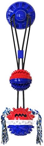 Dog Toy with Suction Cup - Interactive Toys for Large Dogs - Durable Dog Toothbrush & Chew Toy - Puppy Teething Toys - Indestructible Dog Toy - Food Dispensing Dog Tug Toy - Deep Blue
