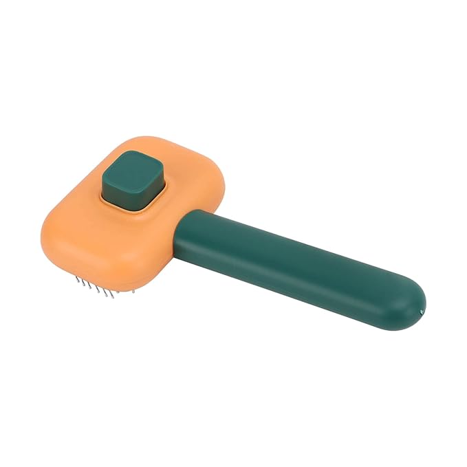 Dog Hair Brush Self Cleaning Slicker Brush Gentle Round Head Soft Needle Pet Grooming Tool For Cats Dogs Removes Floating Hair Massages Skin ABS Material 9 x 18cm (Orange Green)