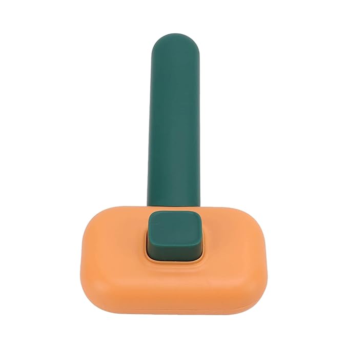 Dog Hair Brush, Self Cleaning Slicker Brush for Pets Cats Dogs Gentle Round Head Soft Needle Removes Floating Hair Comfortable Grip ABS Material 9 x 18cm (Orange Green)