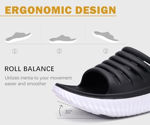 KuaiLu Womens Recovery Sandals With Comfortable Plantar Fasciitis Support,Ladies Orthotic Open Toe Sport Slides Thick Cushion Reduces Stress on Feet,Joints & Back Post-Exercise