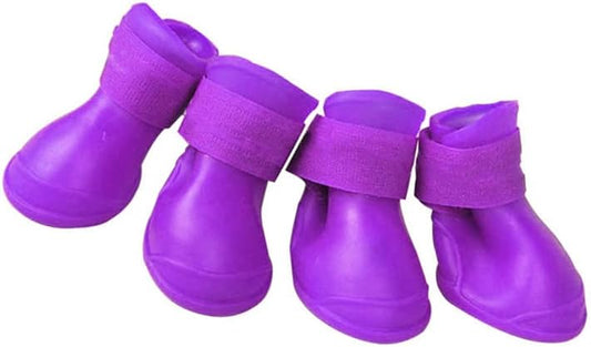 4Pcs Silicone Dog Boots, Non Slip Dog Rain Shoes All Weather Dog Shoes Shoes for Hot Pavement Snow Mud and Rain (M)