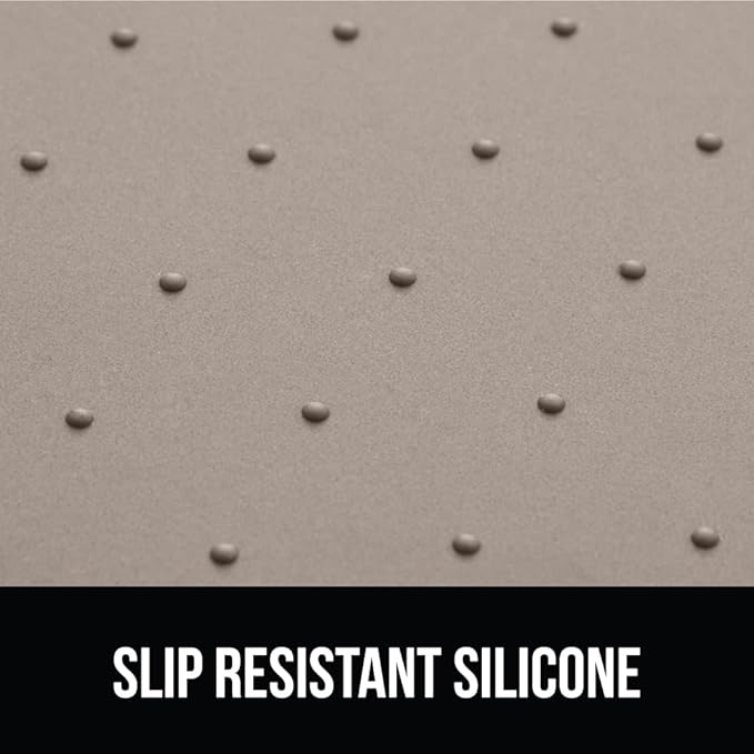 GORILLA GRIP 100% Waterproof Raised Edge BPA Free Silicone Pet Feeding Mat, Dog Cat Food Mats Contain Spills Protects Floors, Placemats for Cats and Dogs Water Bowl, Pets Accessories 28x18 Beige