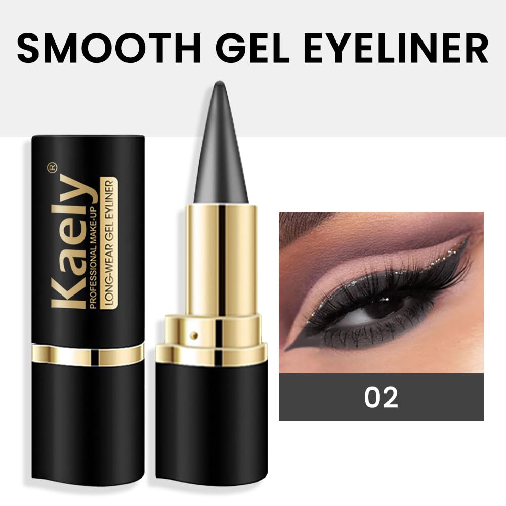 evpct 1Pcs Grey Gel Eyeliner Pencil Eye Black Face Paint Stick Makeup Set Waterproof Matte Cream Crayon Eyeliner Pencil Set Cat Eye Liners Eyeshadow Guide delineador de ojos contra el agua