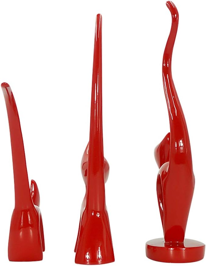 DreamsEden Resin Cat Figurines - Small Animal Statues Shelf Home Decor Accents Art Ornament, Set of 3 (Red)