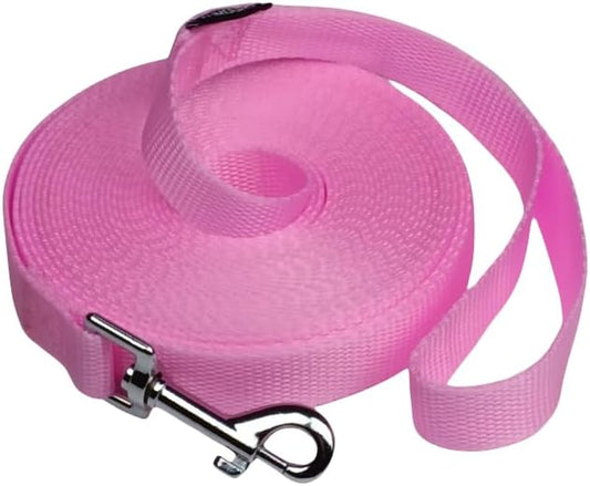 Dog/Puppy Obedience Recall Training Agility Lead - 15ft 20ft 30ft 40ft 50ft Training Leash - Great for Play, Camping, or Backyard - Pink 30ft