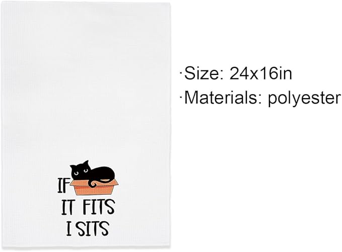 EXUQO Cat Kitchen Towels - Decorative Hand Towels for Kitchen, White Cat Kitchen Decor for Housewarming Gift