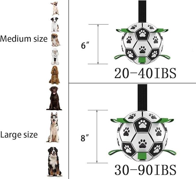 Dog Toys, World Cup Soccer Ball with Straps, Interactive Lightweight Dog Toys for Outdoor Play, Tug of War, Puppy Birthday Gifts, Water Toy - Ideal Pet Gift for Large Dogs (8 Inch)