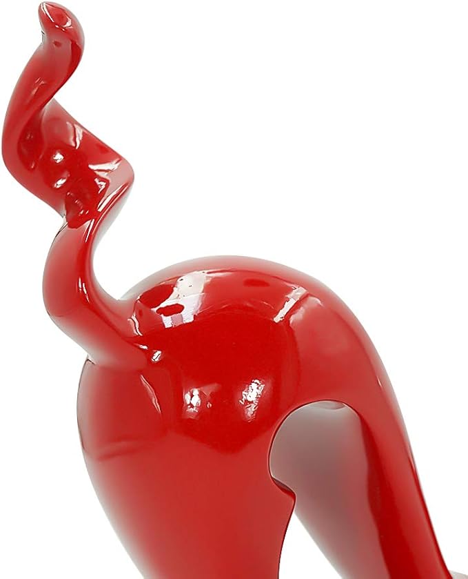 DreamsEden Modern Home Decor Cat Statue - Resin Art Animal Figurine Accent Ornaments for Living Room Bedroom Shelf (Red)