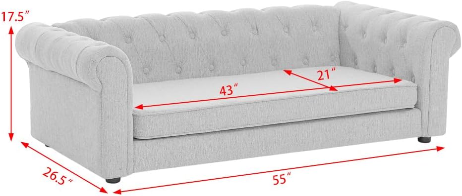 Dog Sofa Couch for Medium to Large Dogs, 55" Memory Foam Pet Sofa Couch with Washable Fabric, Durable Elevated Dog Bed with Legs, Removable Cushion for Medium and Large Dogs, Green