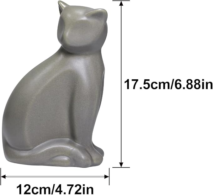 ECYC Minimalist Ceramic Lucky Cat Statue Living Room Desk Animal Figurine Decoration, DeepGrey