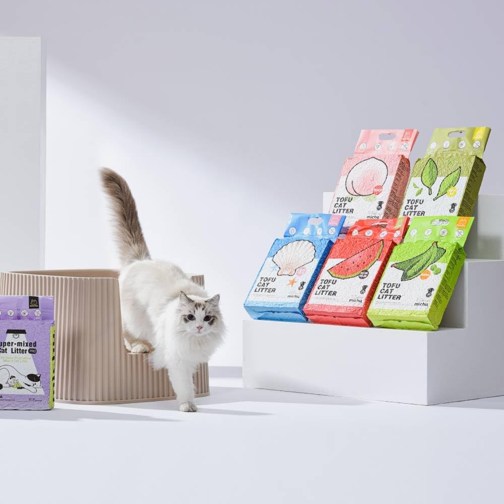 Tofu Cat Litter Natural Clumping Tofu Cat Litter, Fast Clumping and Easily Scoop-able 5.5lb/88oz 5 Scents - Greentea, 6 Pack