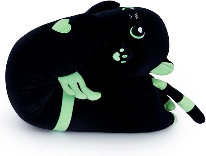 Giant Green Cat Pillow - Plush Long Body Kitten Pillow, Cute Stuffed Animal for Kids & Girlfriends (50cm/19.6inch)