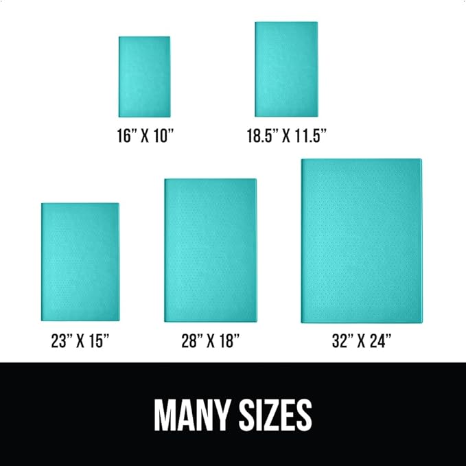 GORILLA GRIP 100% Waterproof Raised Edge BPA Free Silicone Pet Feeding Mat, Dog Cat Food Mats Contain Spills Protects Floors, Placemats for Cats and Dogs Water Bowl, Pets Accessories 16x10, Turquoise