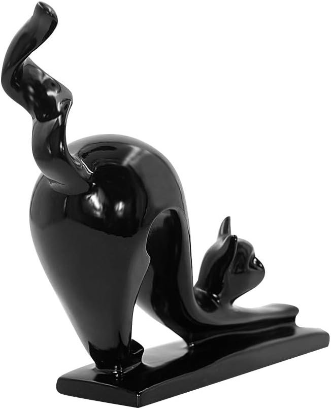 DreamsEden Cute Black Cat Statue - Modern Art Sculpture Resin Animal Figurine Decoration for Living Room Shelf Decor