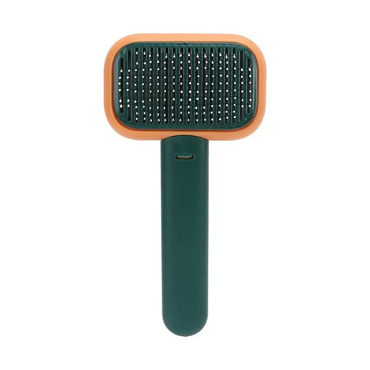Dog Hair Brush Self Cleaning Slicker Brush Gentle Round Head Soft Needle Pet Grooming Tool For Cats Dogs Removes Floating Hair Massages Skin ABS Material 9 x 18cm (Orange Green)