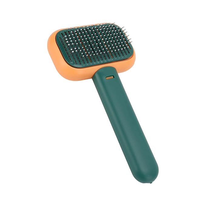 Dog Hair Brush Self Cleaning Slicker Brush Gentle Round Head Soft Needle Pet Grooming Tool For Cats Dogs Removes Floating Hair Massages Skin ABS Material 9 x 18cm (Orange Green)