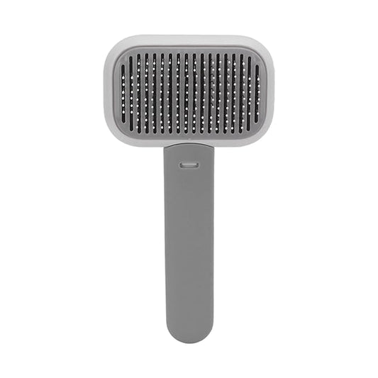 Dog Hair Brush Self Cleaning Slicker Brush Gentle Round Head Soft Needle Pet Grooming Tool For Cats Dogs Removes Floating Hair Massages Skin ABS Material 9 x 18cm (Grey White)