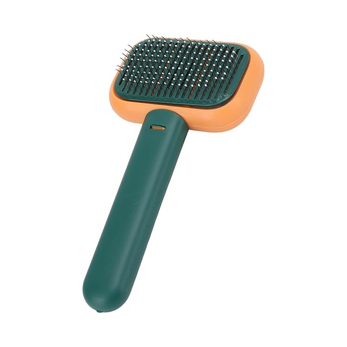 Dog Hair Brush Self Cleaning Slicker Brush Gentle Round Head Soft Needle Pet Grooming Tool For Cats Dogs Removes Floating Hair Massages Skin ABS Material 9 x 18cm (Orange Green)