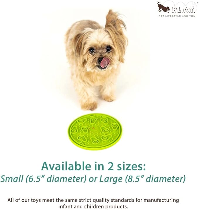 P.L.A.Y. Enrichment Feeding Lick Mat for Dogs & Cats - ZoomieRex EverLick, Great for Puppies & Small, Medium, Large Dogs - Alleviate Boredom, Slow Feeder for Meal or Treats, Dishwasher Safe (Green)