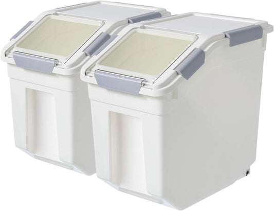 LISM 2 Pack Dog Food Storage Container with Scoop,Large Airtight Pet Dog Food Bin,Container for Dog Treats Rice,Dog Cat Dry Food Bin,Baking Supplies,Flour,Rice,Kitchen Pantry Cereal(15 LB)