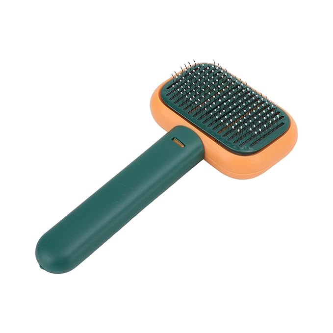 Dog Hair Brush Self Cleaning Slicker Brush Gentle Round Head Soft Needle Pet Grooming Tool For Cats Dogs Removes Floating Hair Massages Skin ABS Material 9 x 18cm (Orange Green)