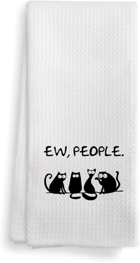Funny Black Cat Kitchen Towel, Hand Towels for Kitchen,Dish Towels Gifts for Cat Lovers, 16 x 24 inches