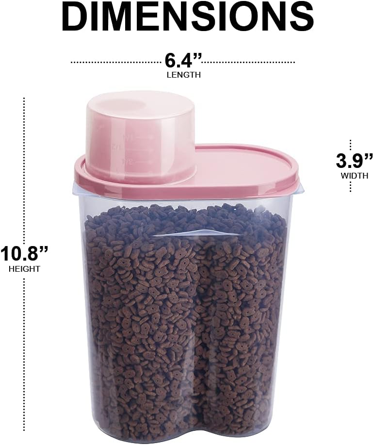GreenJoy 2 Pack 2lb/2.5L Pet Food Storage Container with Measuring Cup, Can Covers and Bowl for Small Dog, Cat, Waterproof-BPA Free