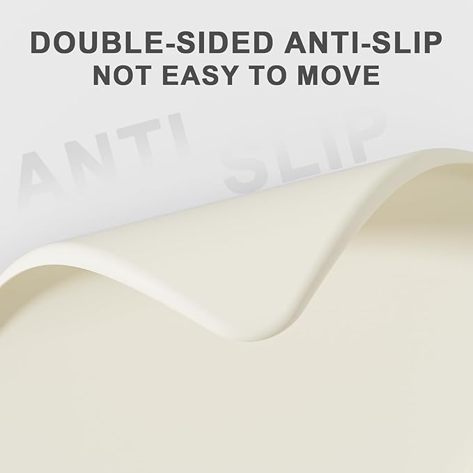 ESTHELLO Waterproof Pet Feeding Mats - Advanced Silicone Dog Food Mat Easy to Clean for Dog & Cat Bowls, 19''X12'' Cream White