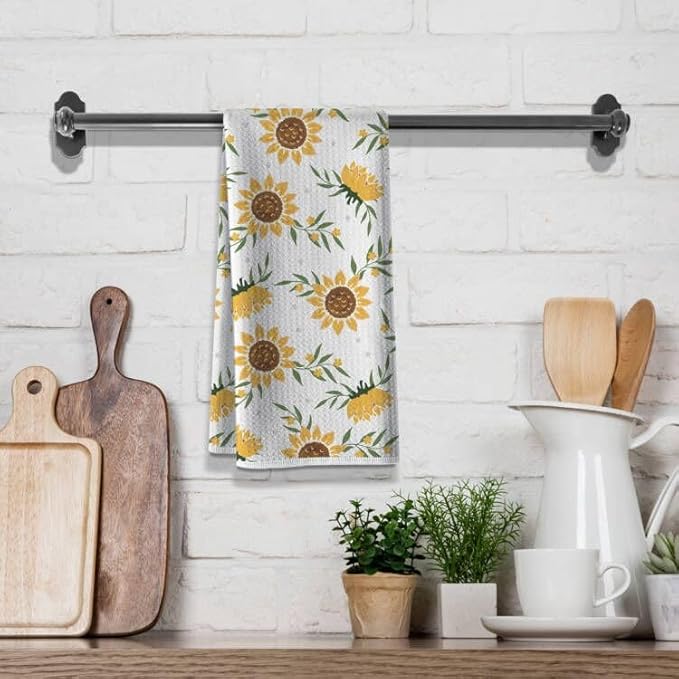 Funny Kitchen Towels,Sunny Sunflower Dishcloth,16x24 Inch Spring Summer Flora Napkin,Absorbent Microfiber Hand Towel,Tea Rags for Decor,Gifts for Hostess Mom New Home Women Housewarming