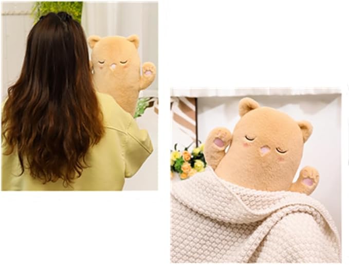 JOSON Cute Curved Long Cat Plush Stuffed Animal Pillow, 25.7 in, Birthday Gift for Children and Girlfriends (Brown)