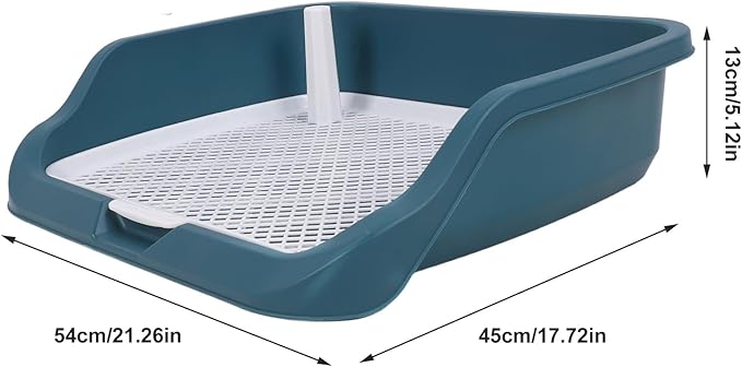 Fabater Dog Potty Toilet Training Tray, Portable Multifunctional Mesh Puppy Training Toilet Pad Holder with Bafflel for Small Dogs Puppies (Peacock Blue)