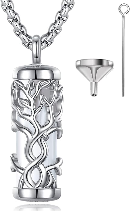 EUDORA Sterling Silver Urn Necklace for Ashes for Women Men, Ash Pendant for Human Cat Dog Ashes, Necklace for Ashes of Loved One Dad Mom Papa Pet Cremation Souvenir Jewelry for Funeral, 20inch