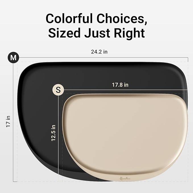 DownyPaws Dog Food Mats for Floors Waterproof, BPA Free Silcone Dog Bowl Mat, Non-Slip Pet Feeding Mat with High Raised Edge, Cat Placemat for Messy Drinkers, 18"×12.5", Almond