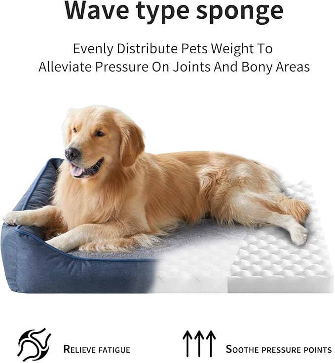 Orthopedic Dog Beds for Medium Dogs, Durable Egg Crate Foam Sofa Dog Bed with Washable Removable Cover, Waterproof Lining, Pet Bed for Small Dogs, Navy