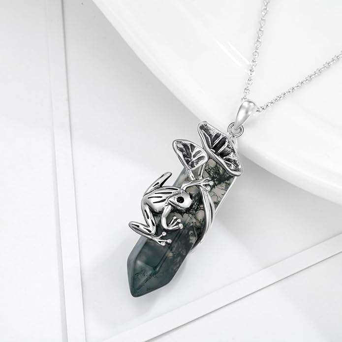 Frog Necklace 925 Sterling Silver Frog Pendant Birthstone Quartz Jewelry Gift for Women s Mom